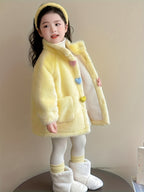 Girls' Winter Coat with 3 Colorful Buttons