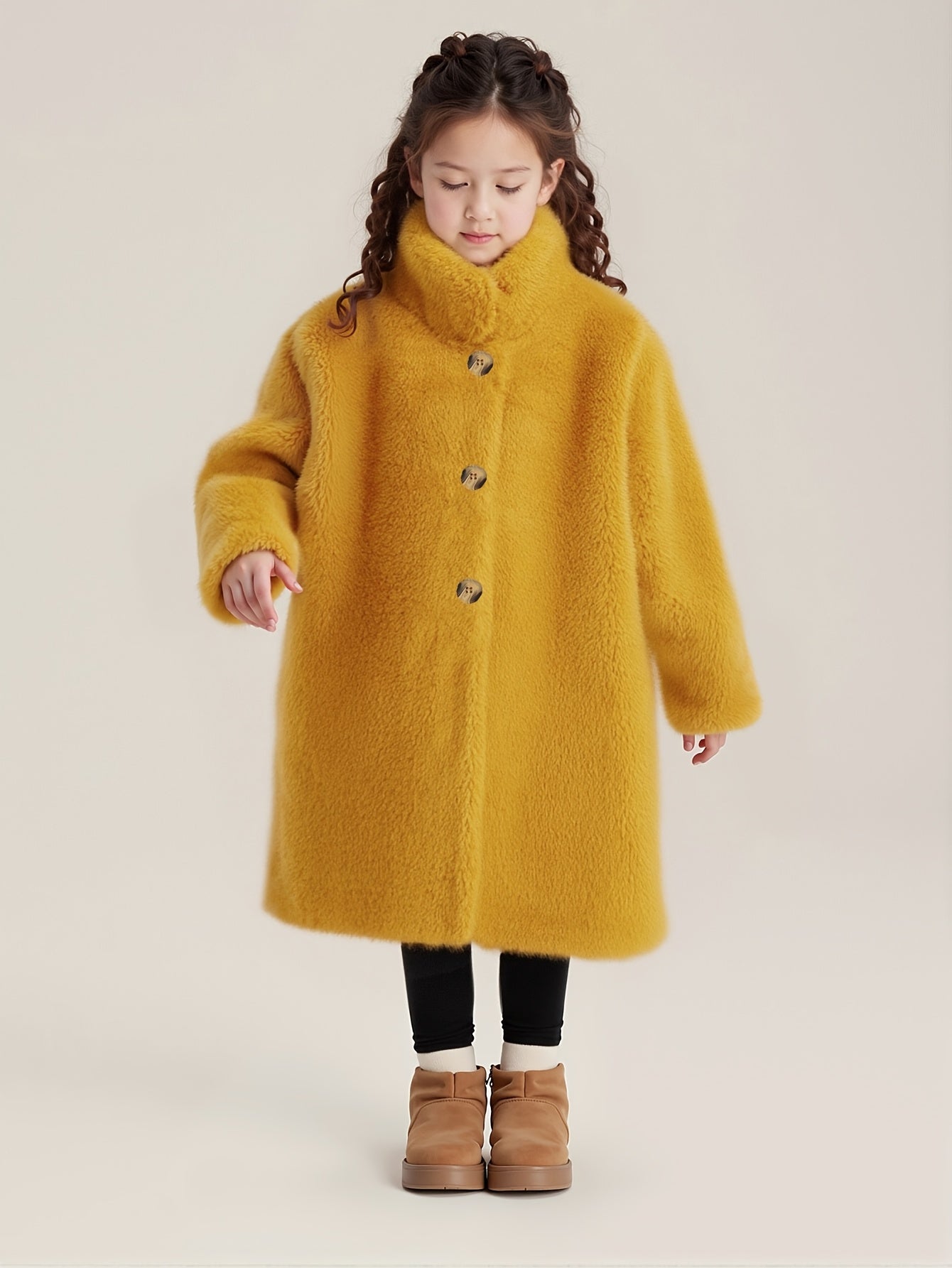 Girls' Elegant And Thick Plush Coat