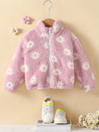 Veste Polaire Floral à Col Montant