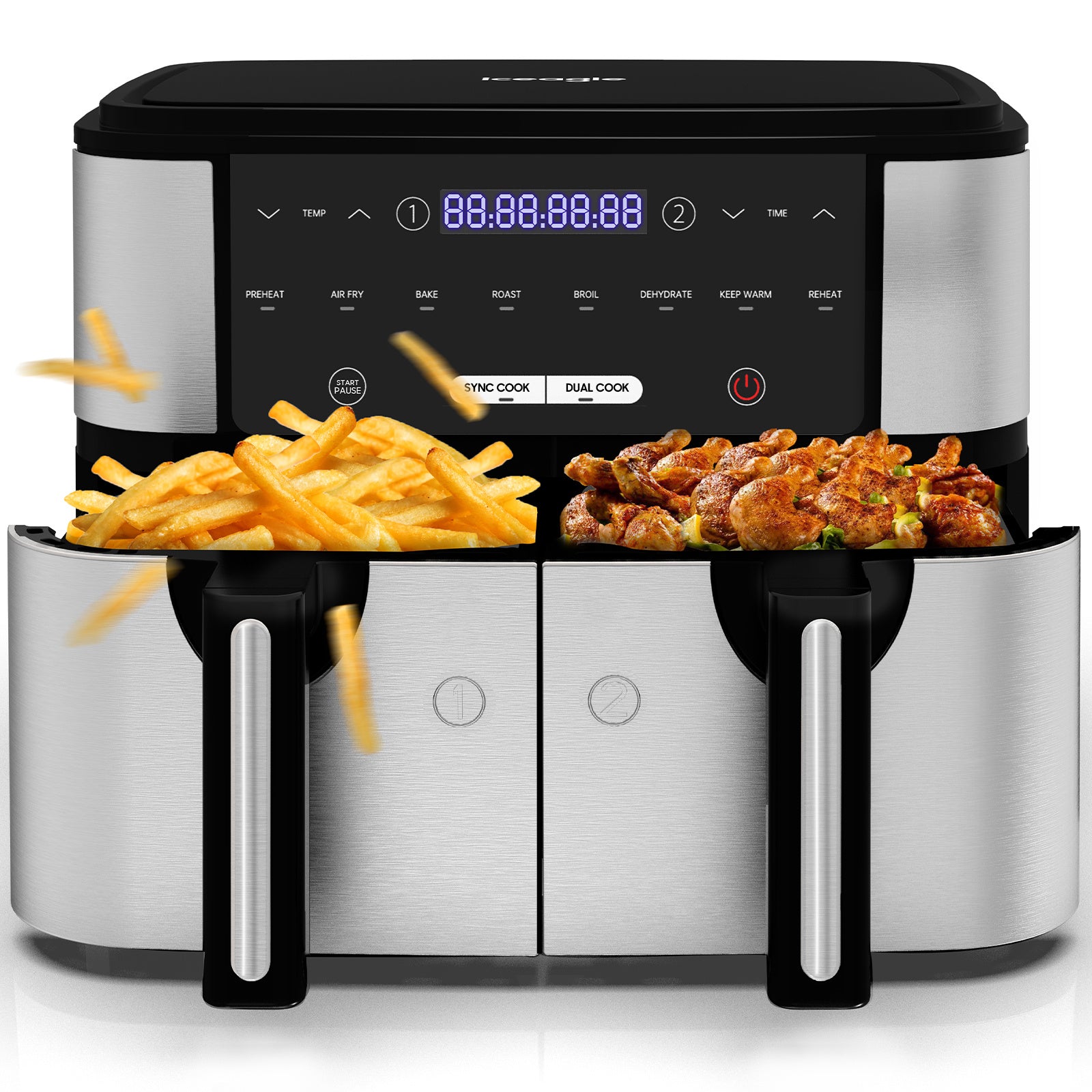 Dual-Zone Hot Air Fryer, 10L Iceagle