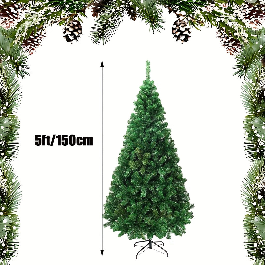 152.4/182.88cm Green Artificial Christmas Tree with Foldable Stand - Vintage Style Metal Frame, No Needed, Perfect for Home, Office, Halloween, Thanksgiving & Holiday Decorations, Elegant Tree Design, Large Dense Christmas Tr
