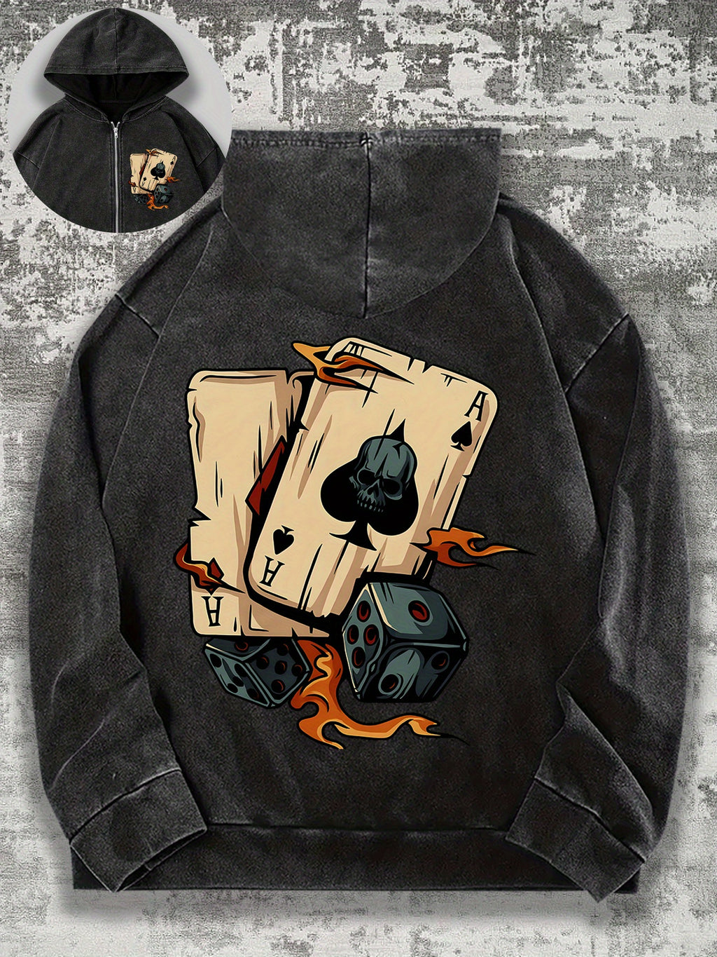 Sweatshirt Retro Washed Zip-Up