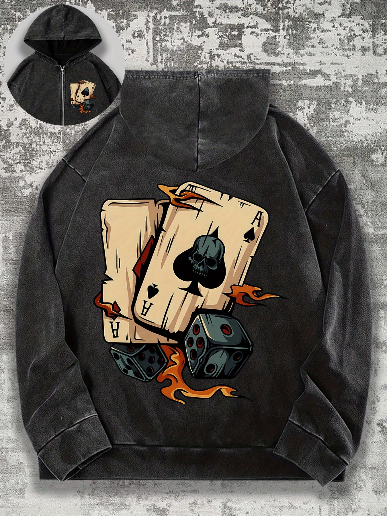 Sweatshirt Retro Washed Zip-Up