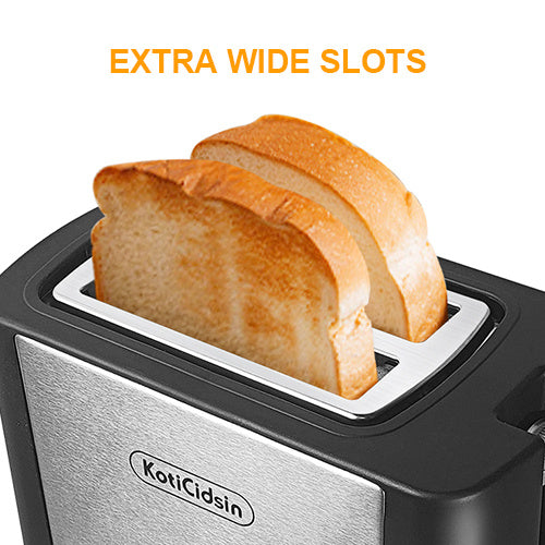 750W Toaster with 2 Extra-Wide Slots, 6 Browning Levels, Removable Crumb Tray, Automatic Ejection