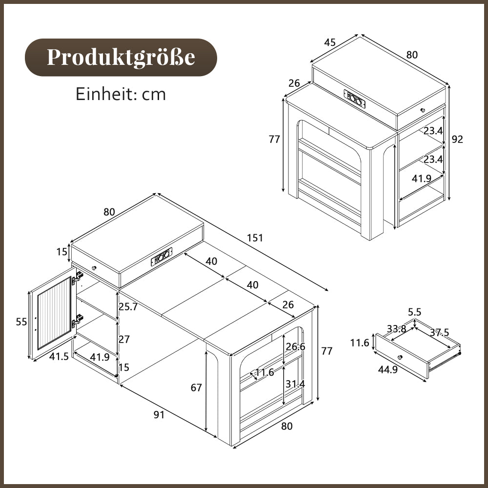 Îlot de cuisine télescopique