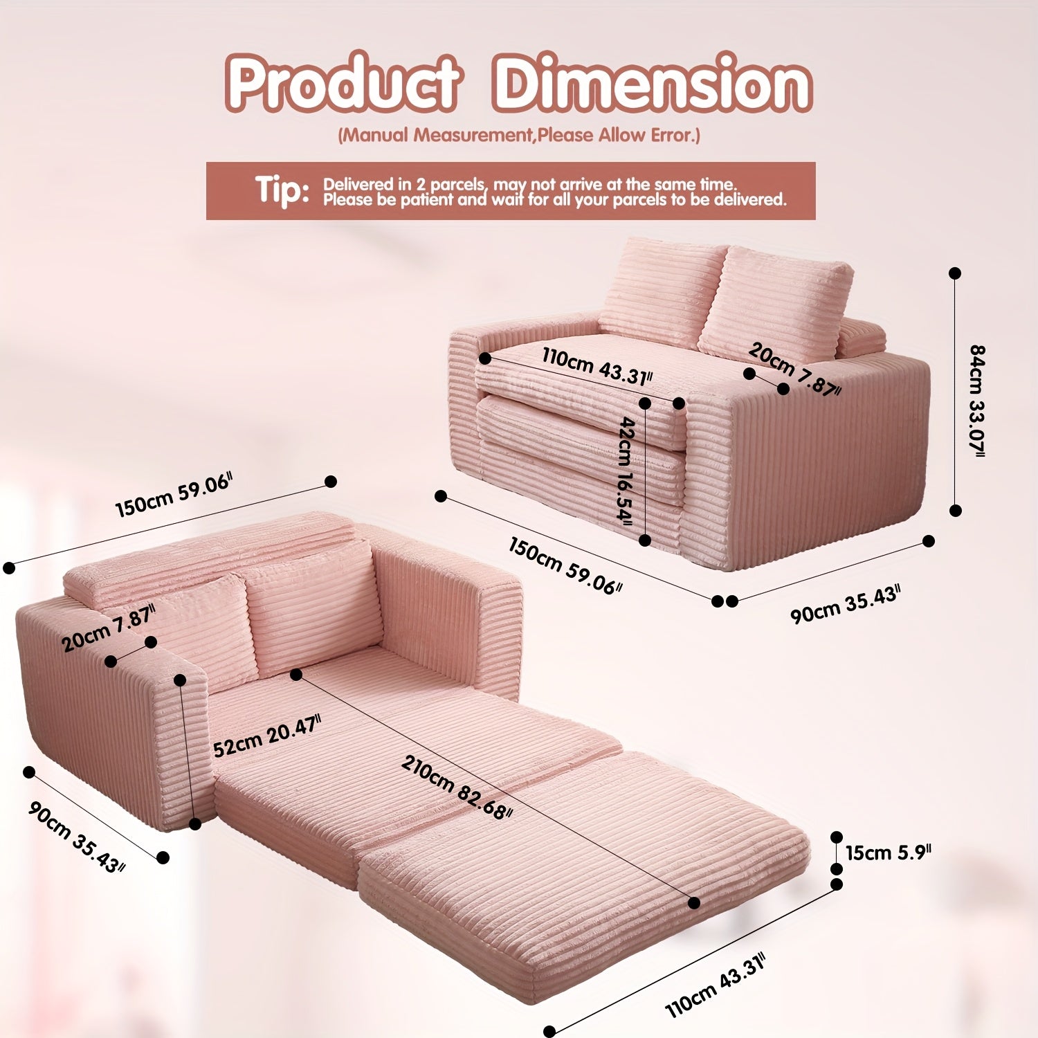 Canapé-lit modulaire 2 places