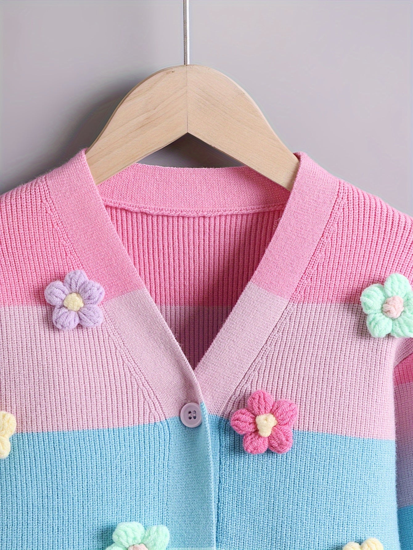 Girls' Casual V-Neck Cardigan