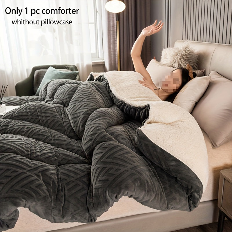 1pc Contemporary Quilted Comforter, Medium Weight Polyester 100% with Microfiber Filling, Machine Washable, All-Season Multipurpose Bedding for Bedroom & Guest Room - No Pillowcase Included