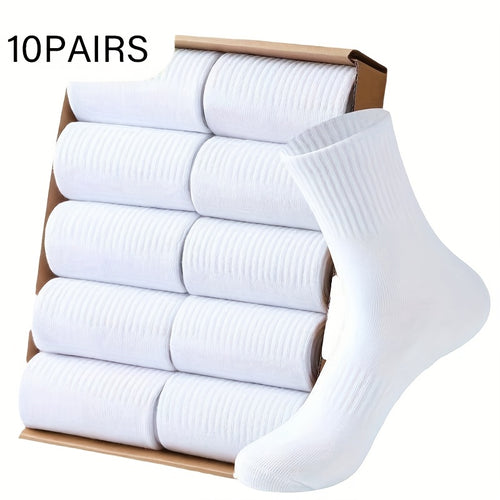 10 Pairs of Premium Men's Mid-Calf Socks for Spring