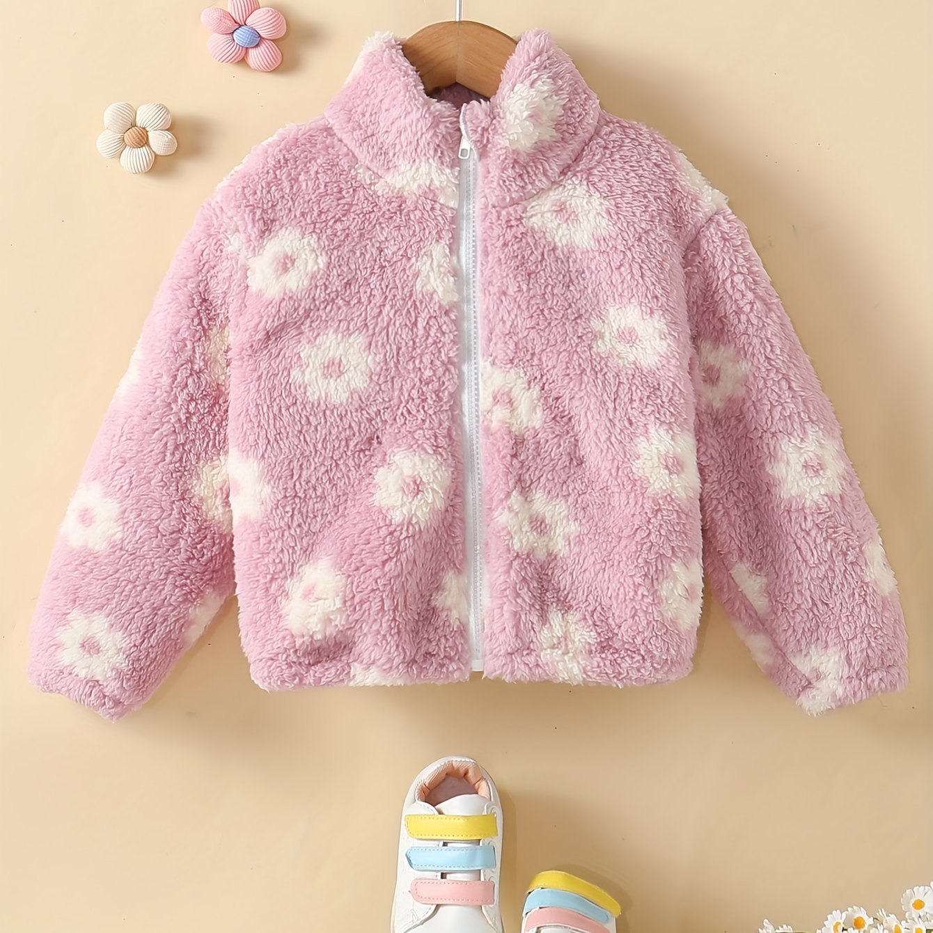 Veste Polaire Floral à Col Montant