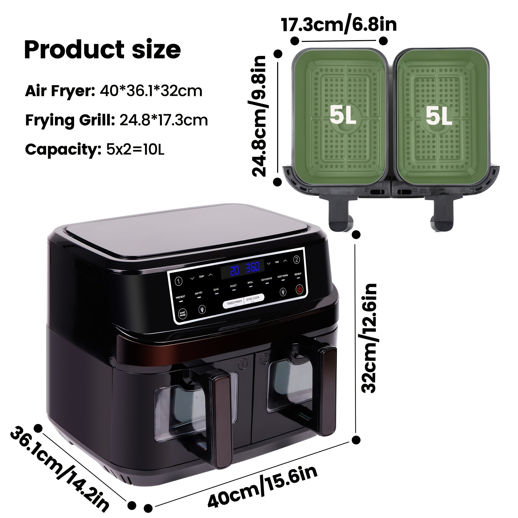 Air Fryer Double Drawer 10L