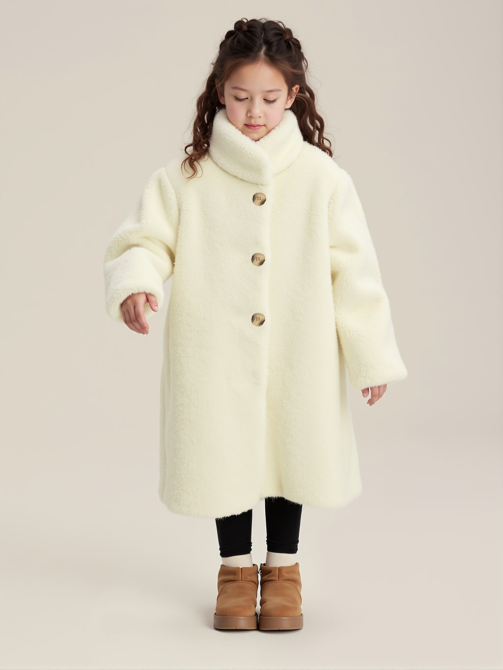 Girls' Elegant And Thick Plush Coat