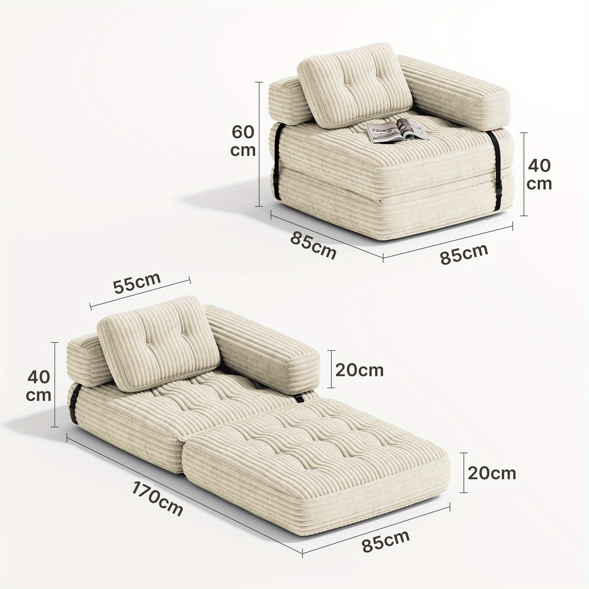 Canapé-lit 2-en-1 convertible