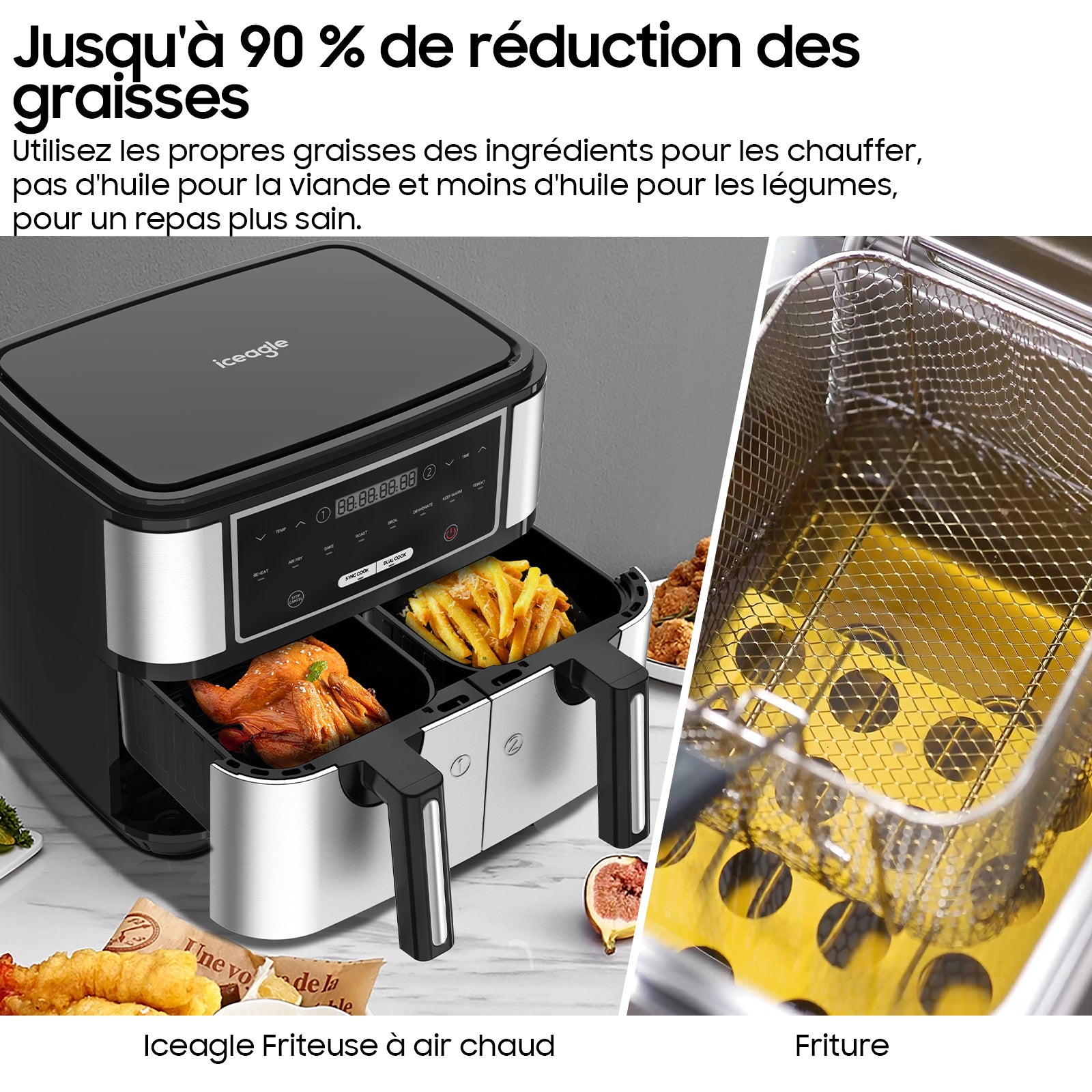 Air fryer Double Chambre ICEAGLE 10L XXL