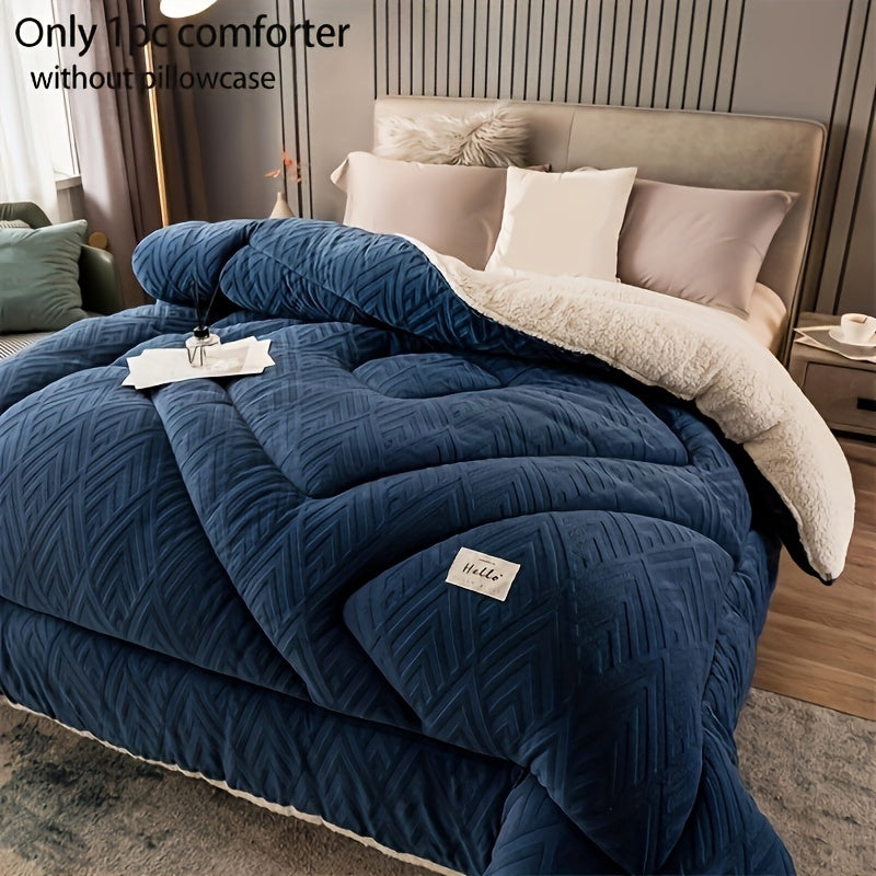 1pc Contemporary Quilted Comforter, Medium Weight Polyester 100% with Microfiber Filling, Machine Washable, All-Season Multipurpose Bedding for Bedroom & Guest Room - No Pillowcase Included