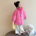 Girls' Winter Coat with 3 Colorful Buttons