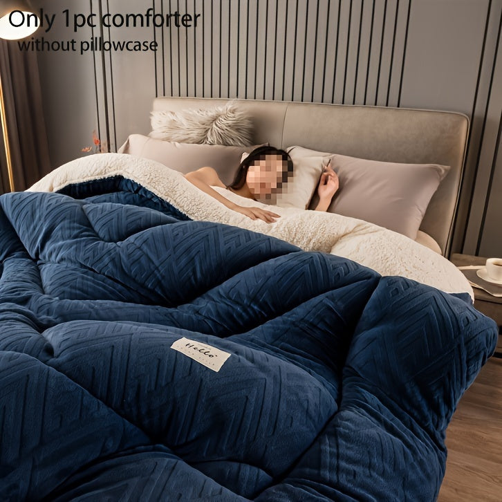 1pc Contemporary Quilted Comforter, Medium Weight Polyester 100% with Microfiber Filling, Machine Washable, All-Season Multipurpose Bedding for Bedroom & Guest Room - No Pillowcase Included