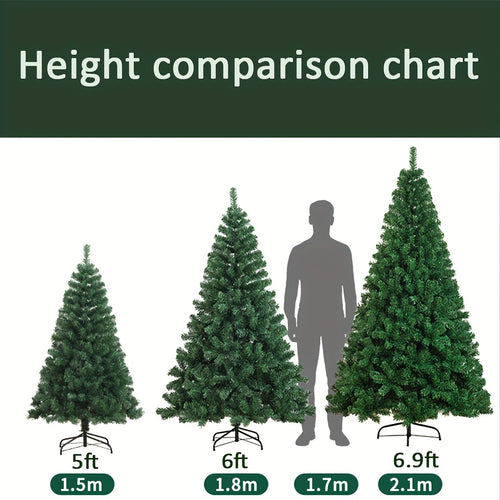 152.4/182.88cm Green Artificial Christmas Tree with Foldable Stand - Vintage Style Metal Frame, No Needed, Perfect for Home, Office, Halloween, Thanksgiving & Holiday Decorations, Elegant Tree Design, Large Dense Christmas Tr