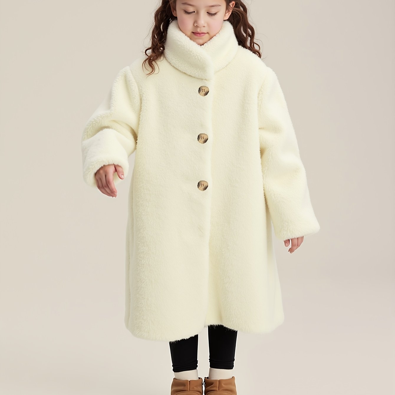 Girls' Elegant And Thick Plush Coat