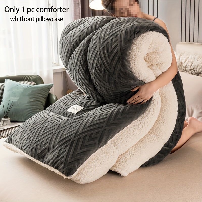 1pc Contemporary Quilted Comforter, Medium Weight Polyester 100% with Microfiber Filling, Machine Washable, All-Season Multipurpose Bedding for Bedroom & Guest Room - No Pillowcase Included