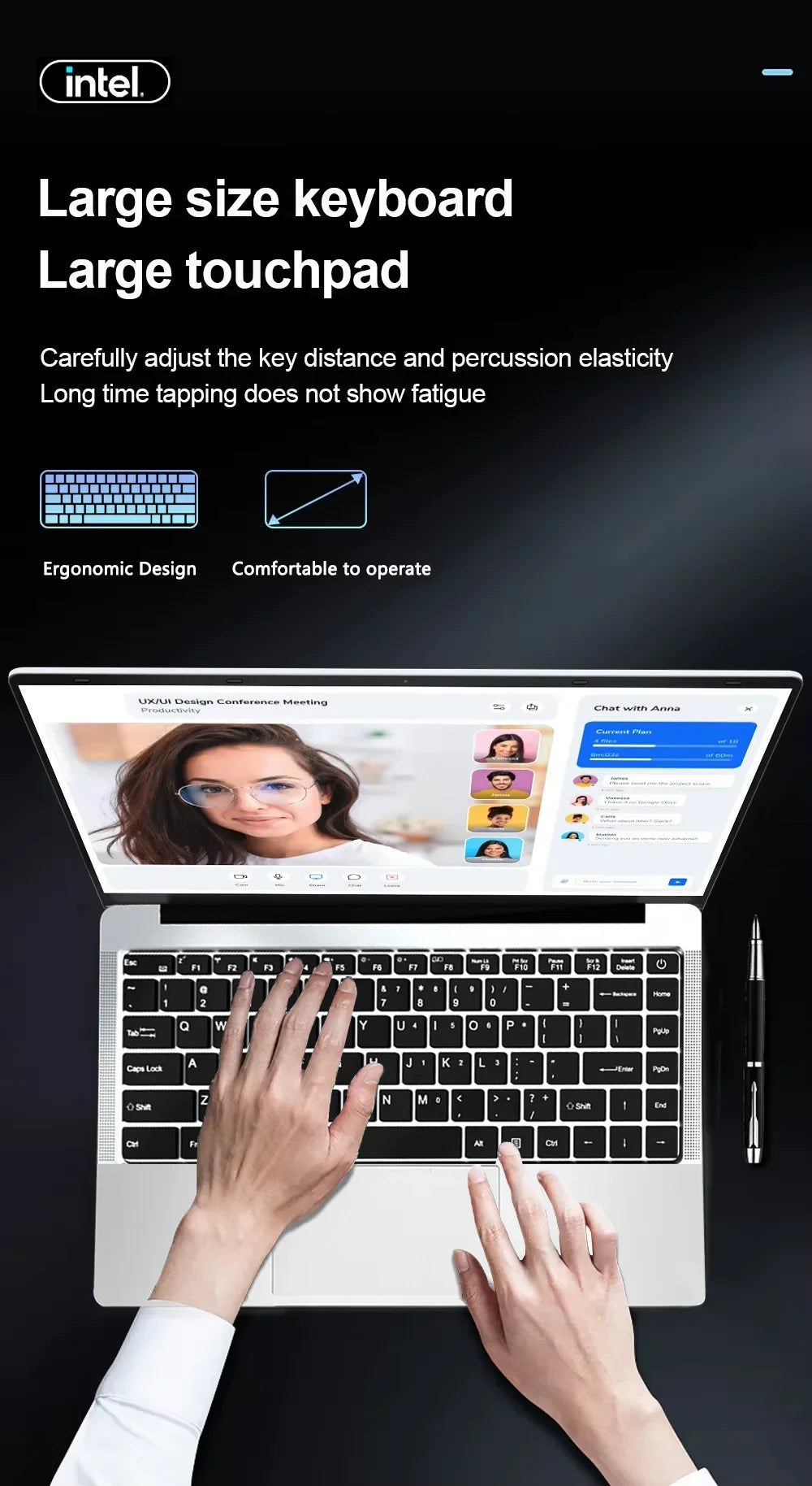 Intel Atom x7 A3950 ordinateur portable Gamer