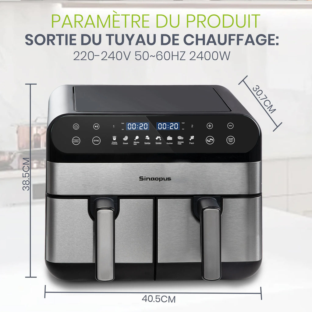 Air fryer 10L double panier de Sinaopus