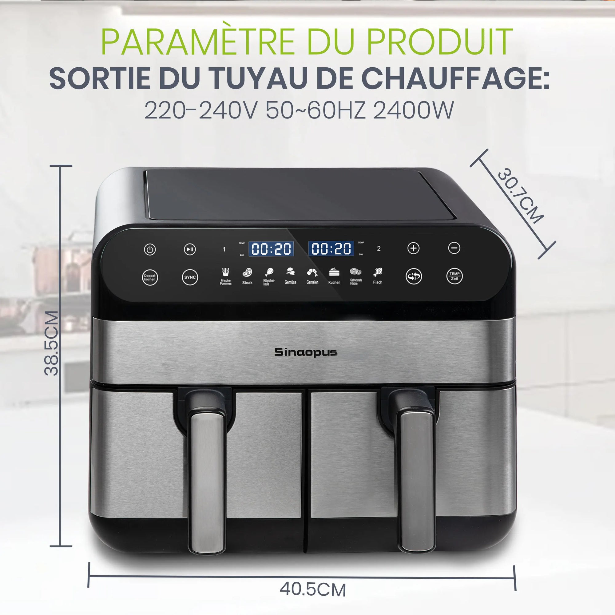 Air fryer 10L double panier de Sinaopus