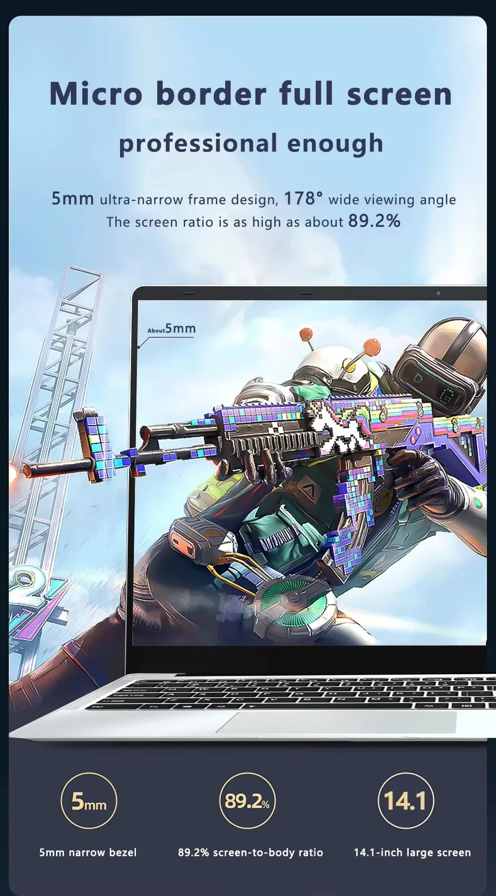 Intel Atom x7 A3950 ordinateur portable Gamer