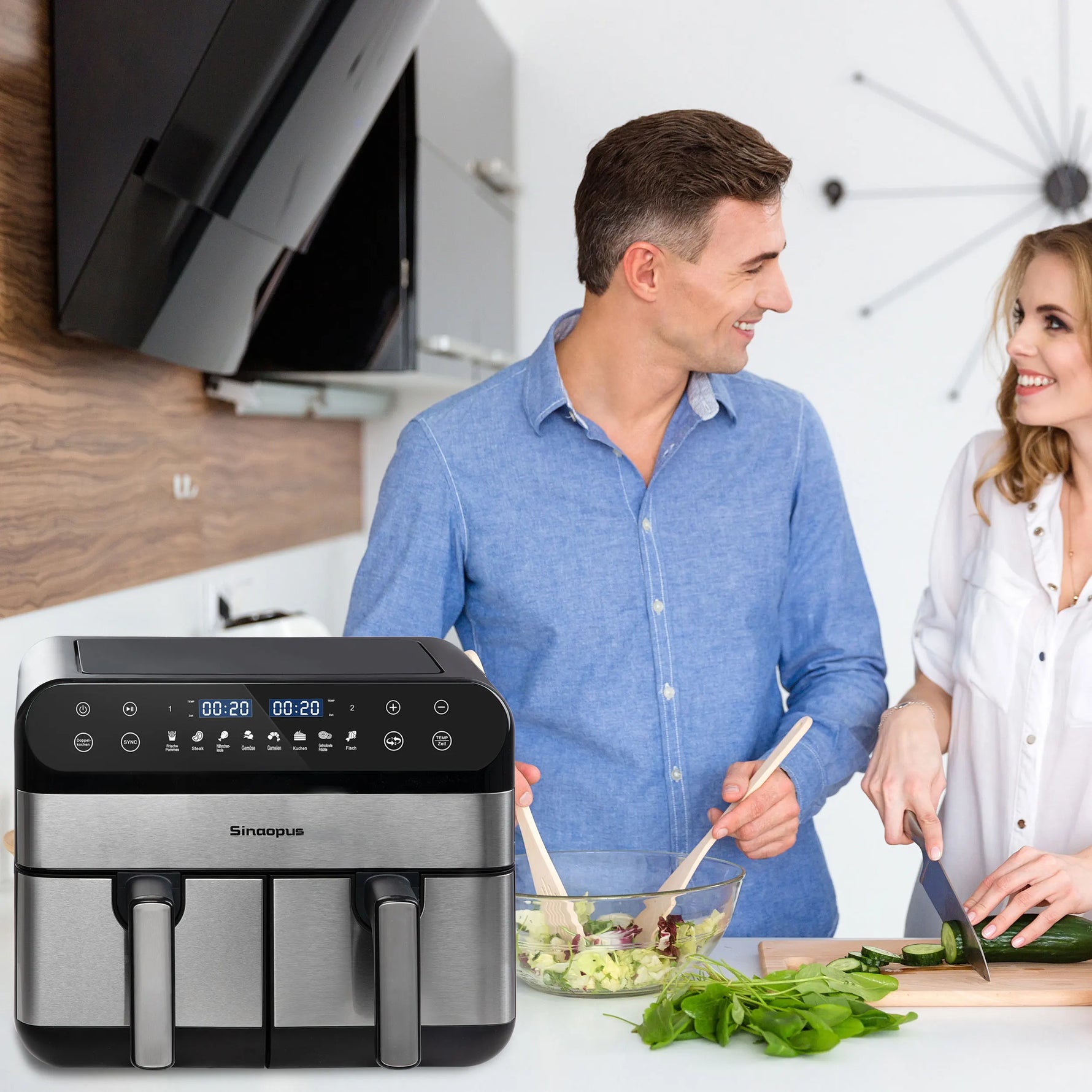 Sinaopus 10L double basket air fryer