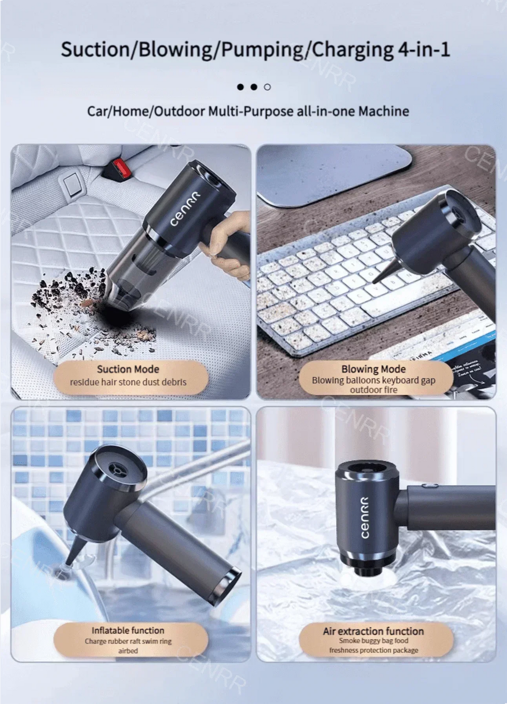 Aspirateur de Voiture Sans Fil Multifonction CENRR