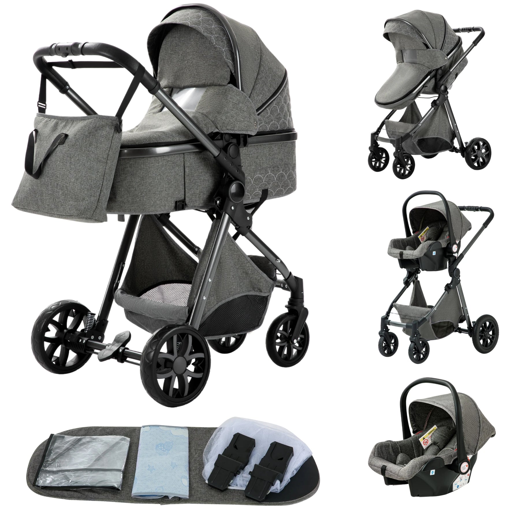 Luxury 3-in-1 Baby Stroller