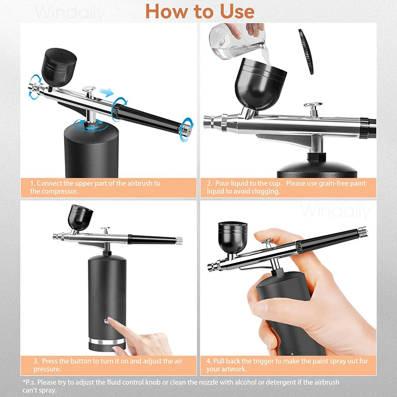 Aérographe Professionnel avec Compresseur Portable