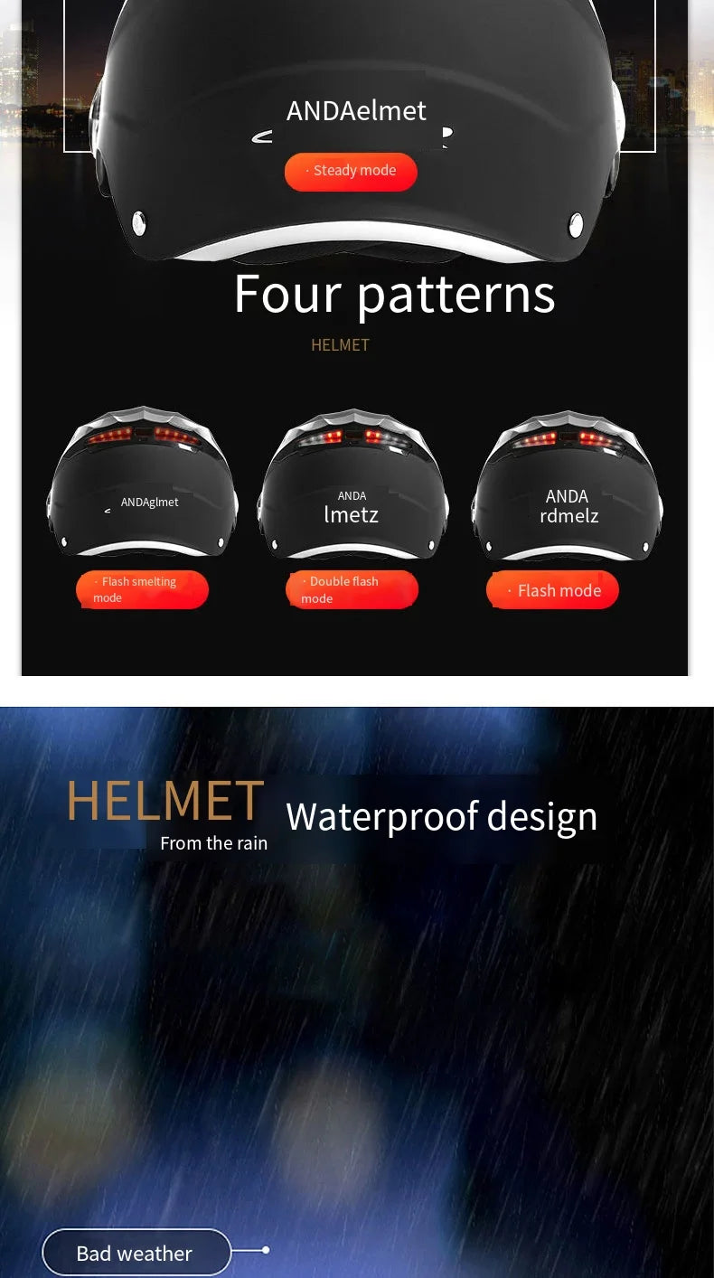 Casques de moto avec lumières Led