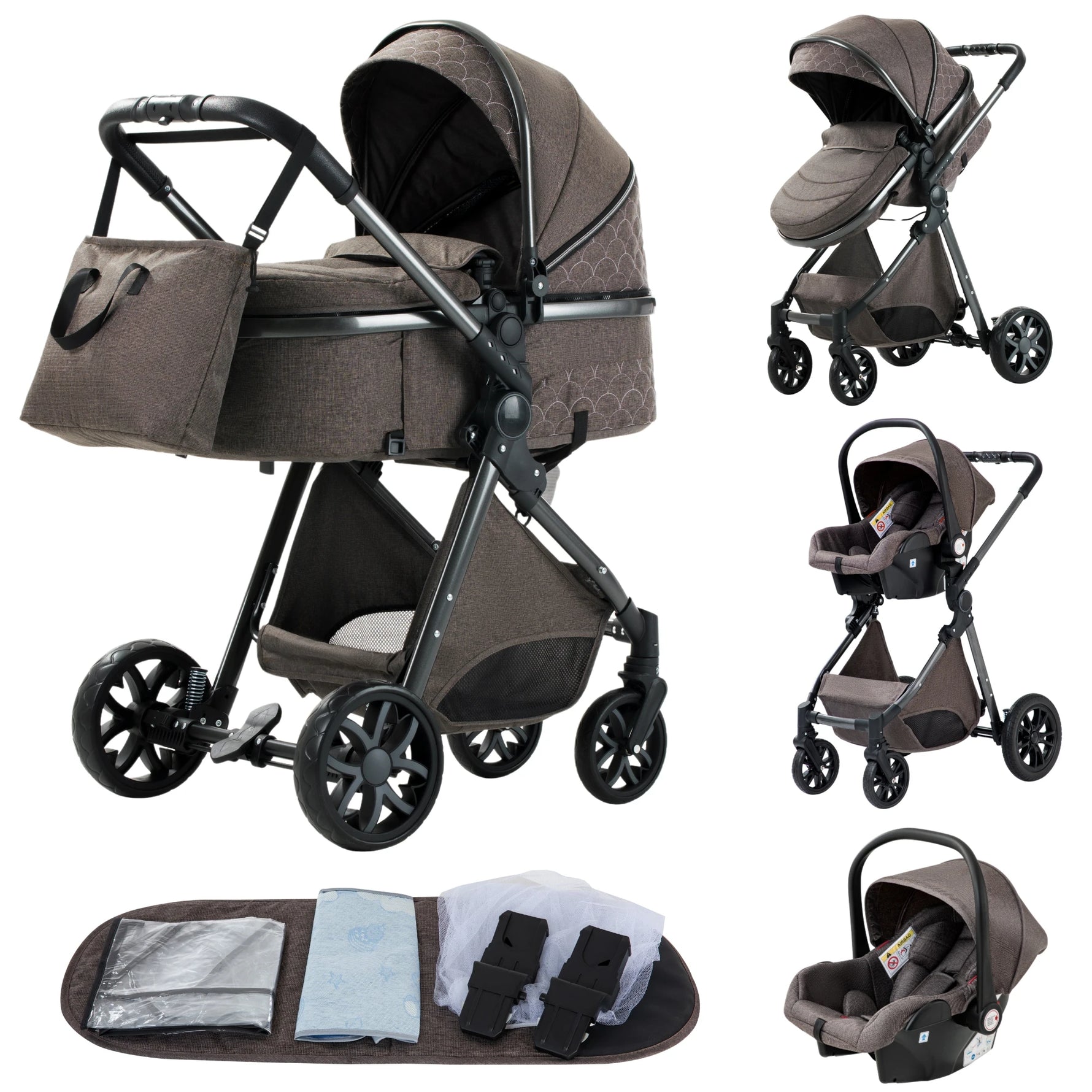 Luxury 3-in-1 Baby Stroller