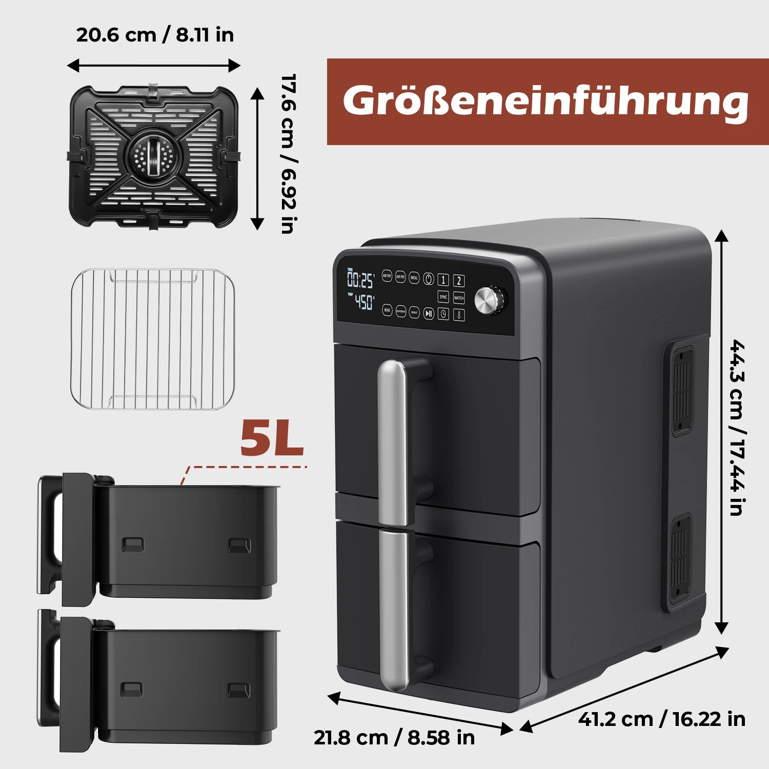 Air Fryer 2 Compartiments 10L