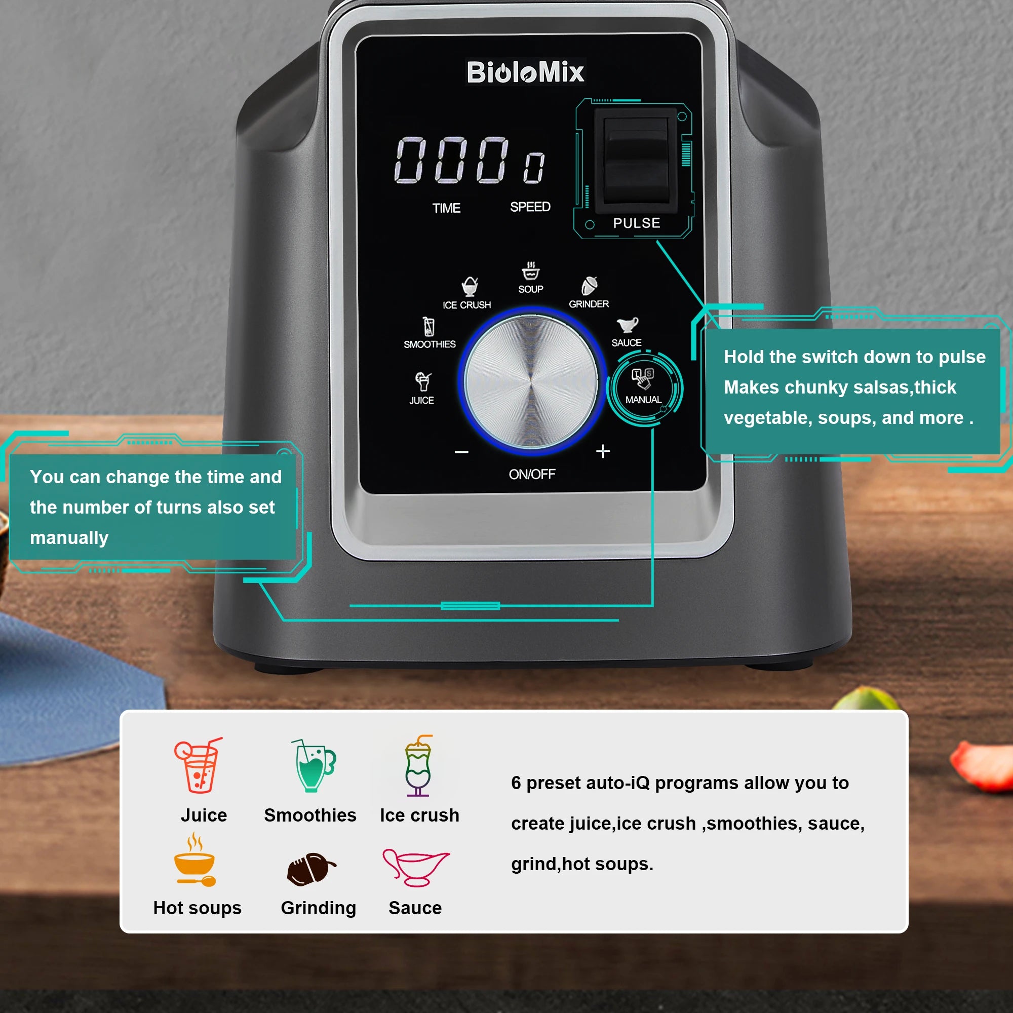 BioloMix-Mélangeur professionnel automatique numérique sans BPA