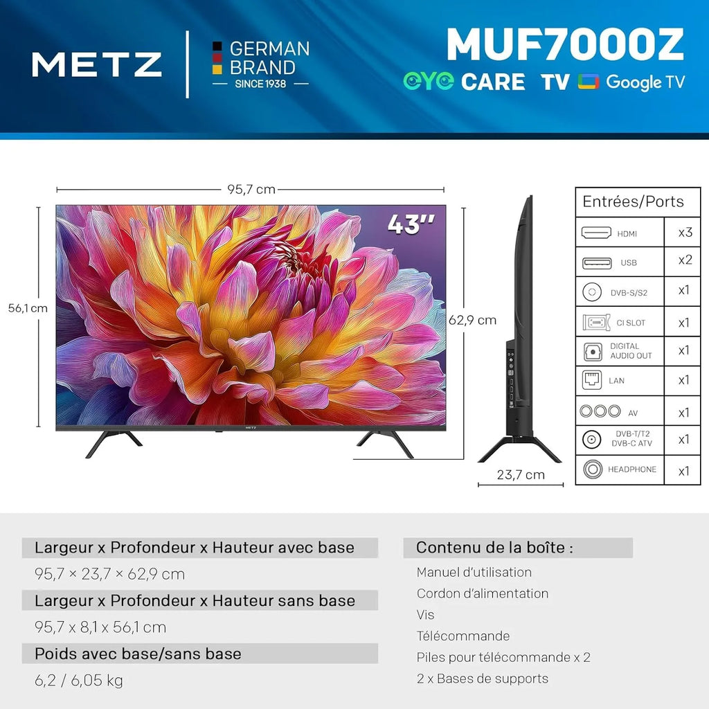 Metz TV 43/55 pouces 4K UHD