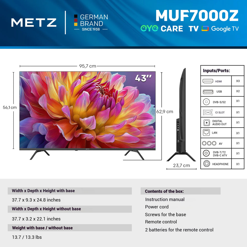 Metz TV 43 pouces 4K UHD