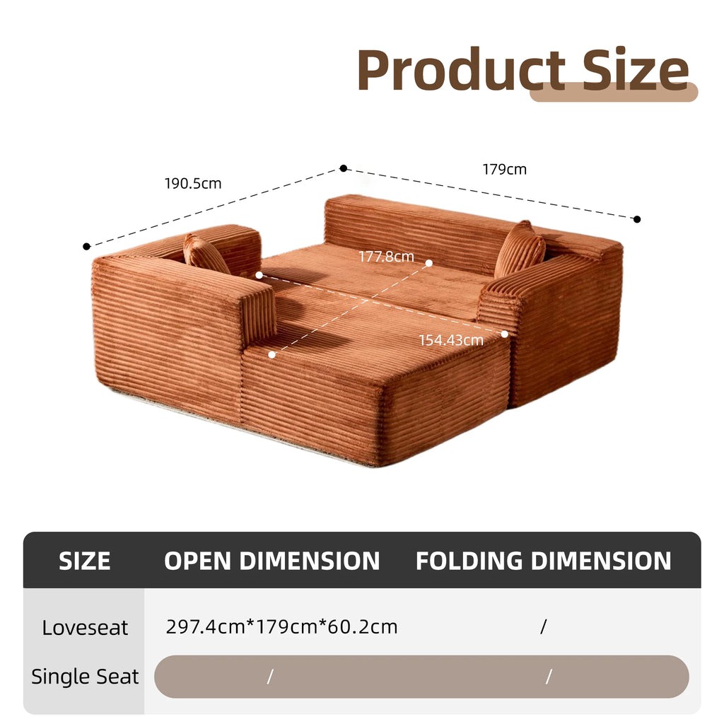 Canapé 3 places en velours côtelé en forme de L avec oreillers, aucun assemblage requis, canapé compressé, canapé d'angle moderne pour salon, chambre à coucher