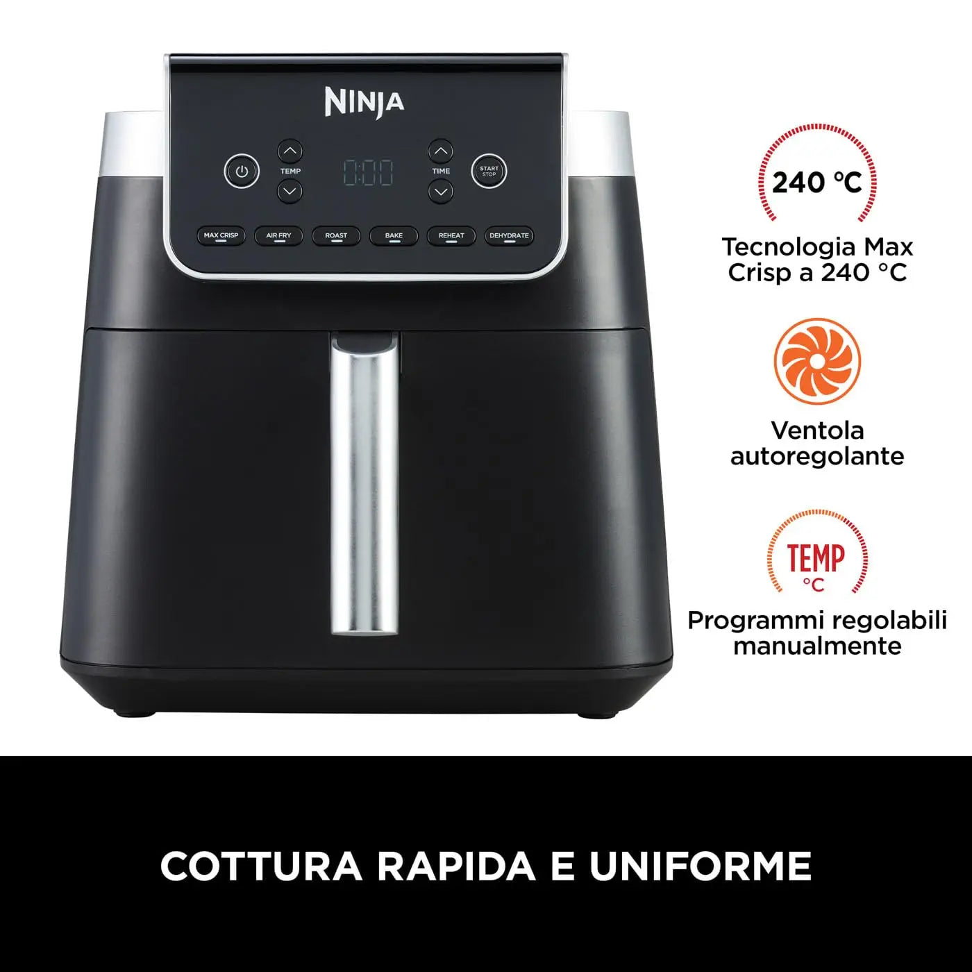 Air fryer Ninja MAX, 6,2 L numérique, 5 en 1