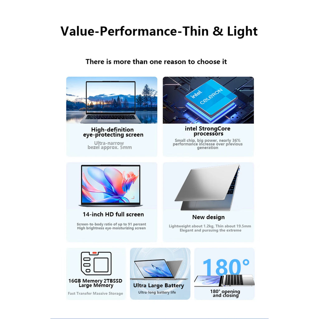 Ordinateur portable Intel Pentium N3700 16GB RAM 2048GB