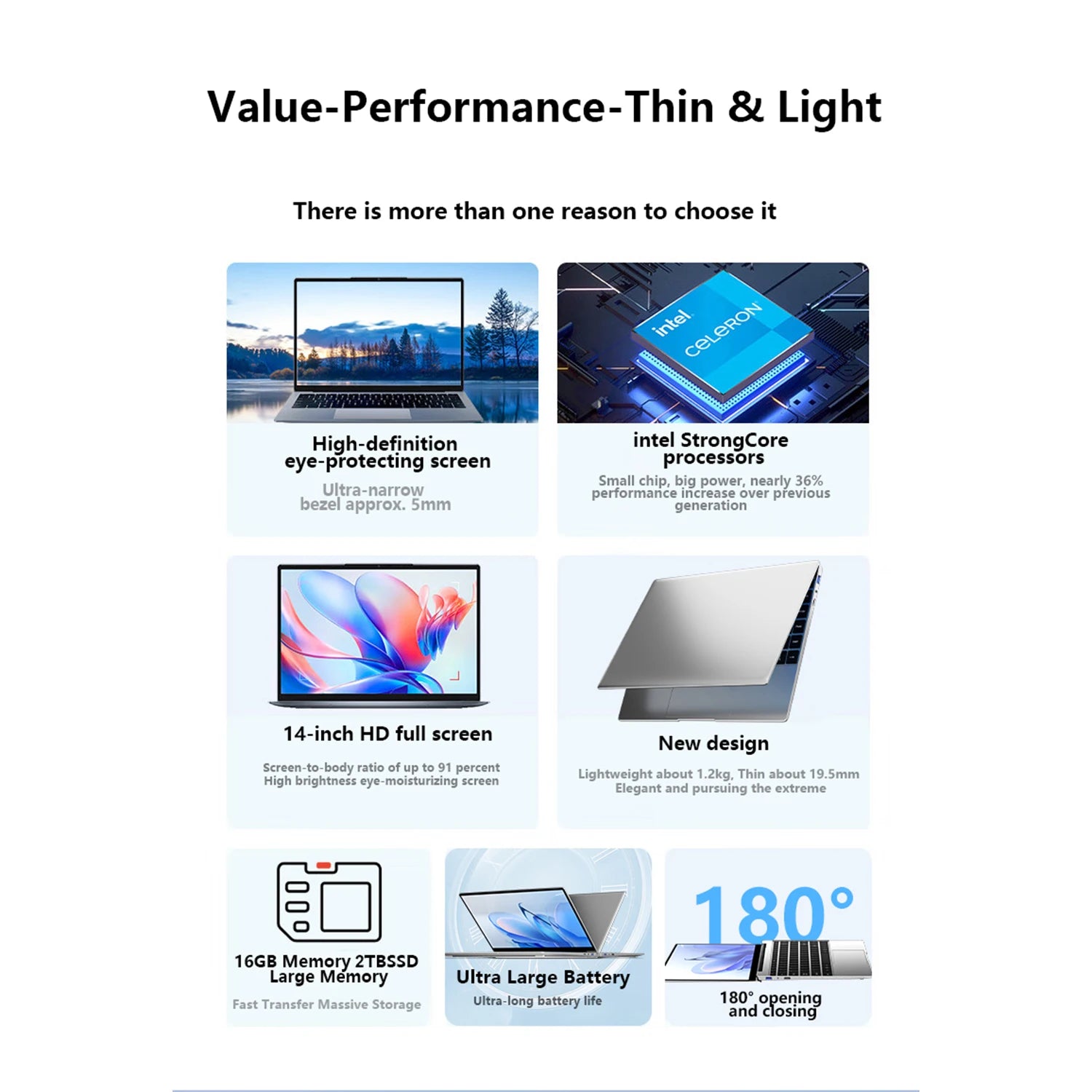 Ordinateur portable Intel Pentium N3700 16GB RAM 2048GB