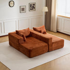 Canapé 3 places en velours côtelé en forme de L avec oreillers, aucun assemblage requis, canapé compressé, canapé d'angle moderne pour salon, chambre à coucher