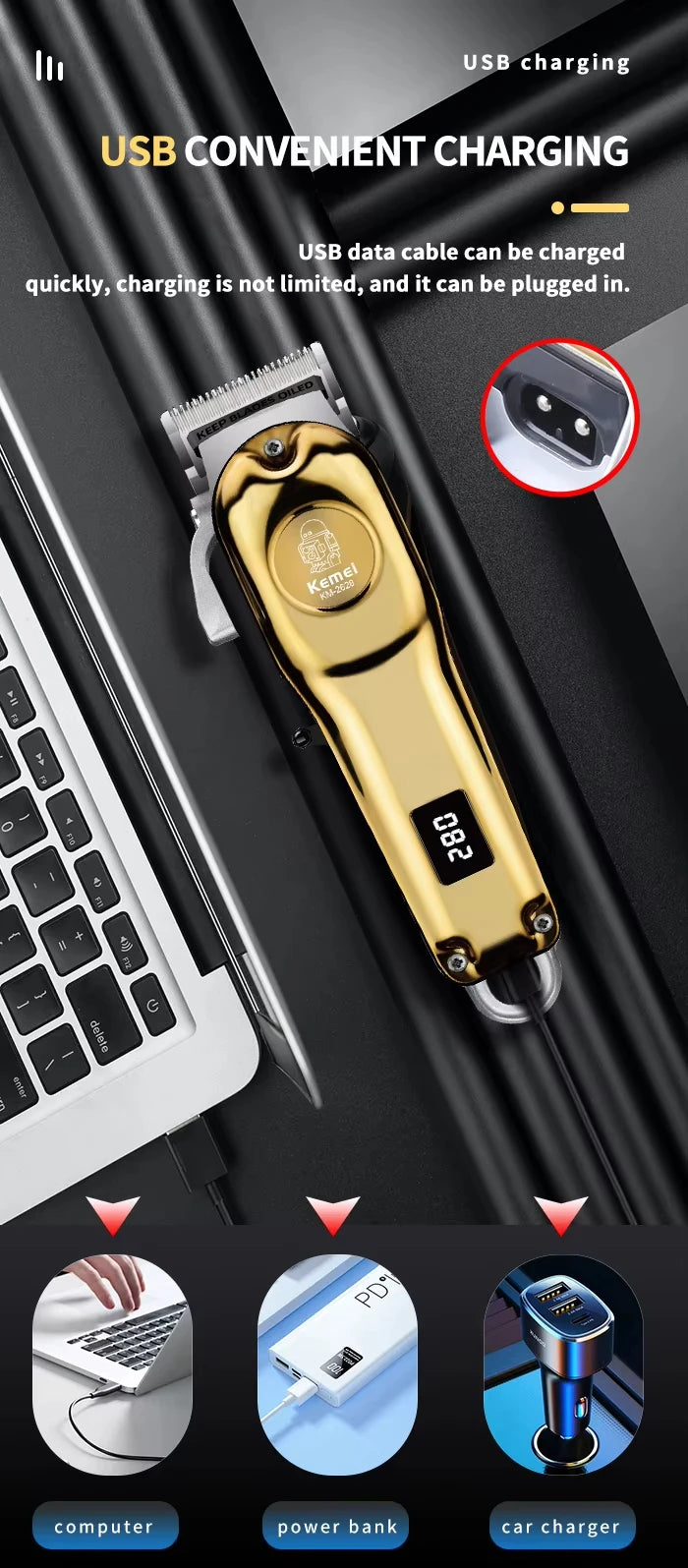 Kemei tondeuses à cheveux électriques professionnelles