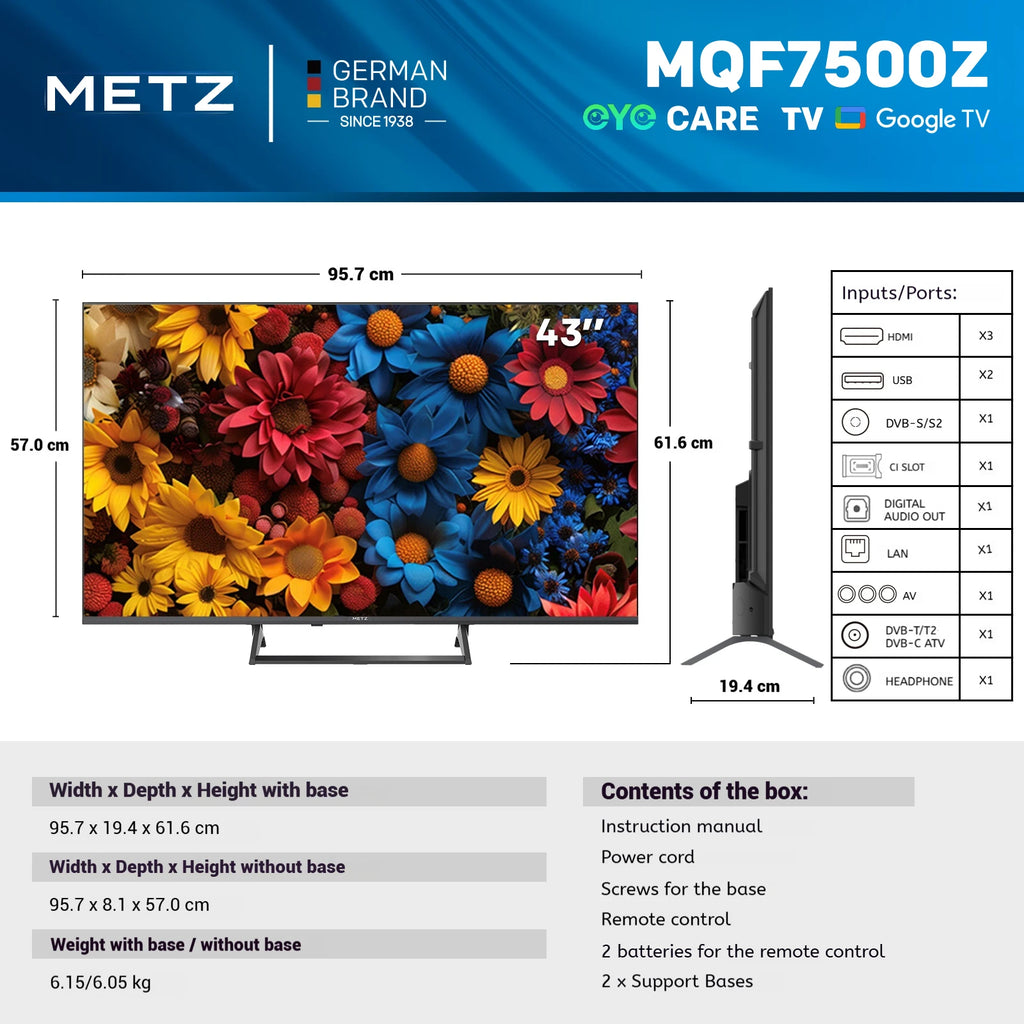 METZ QLED TV 43 pouces 4K
