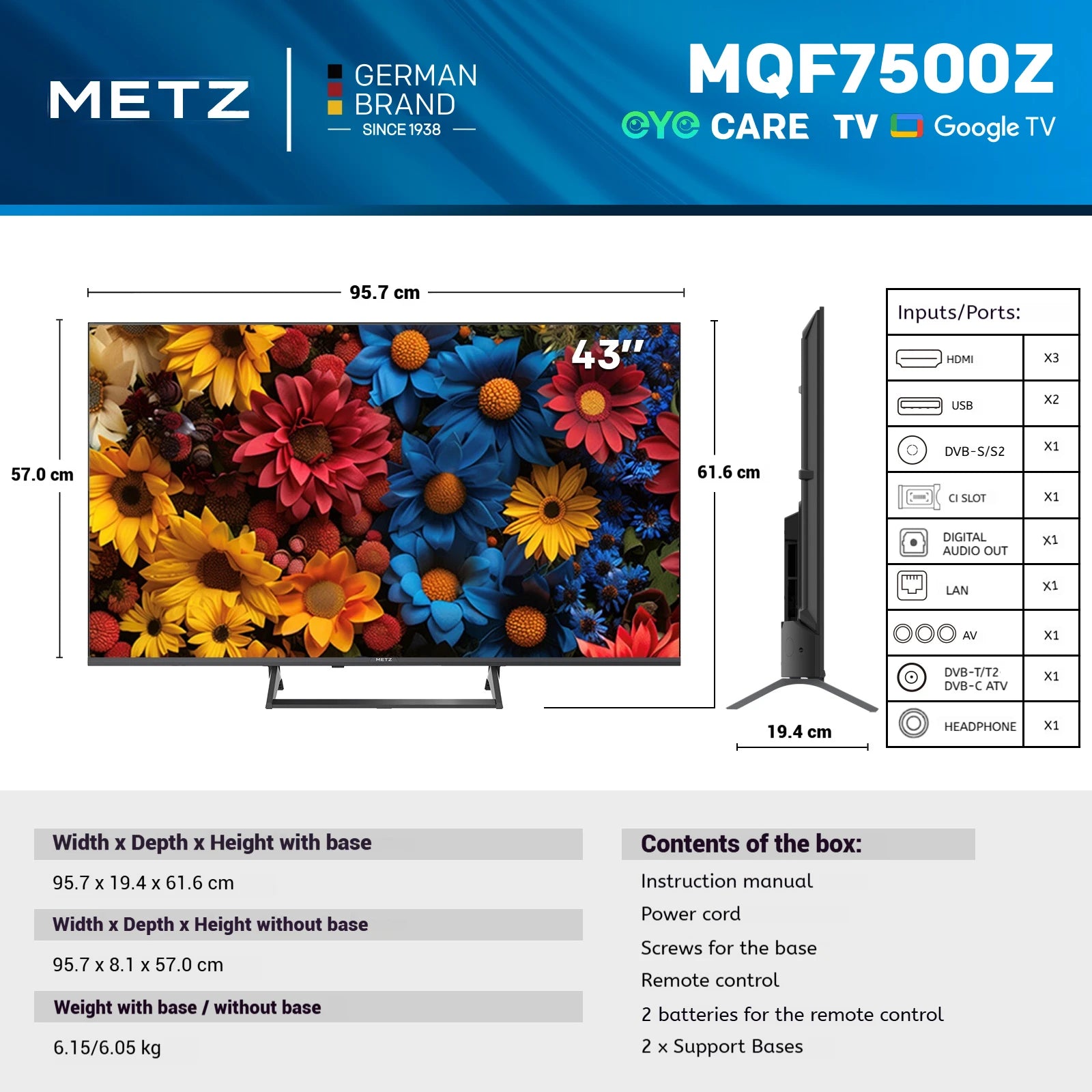 METZ QLED TV 43 pouces 4K