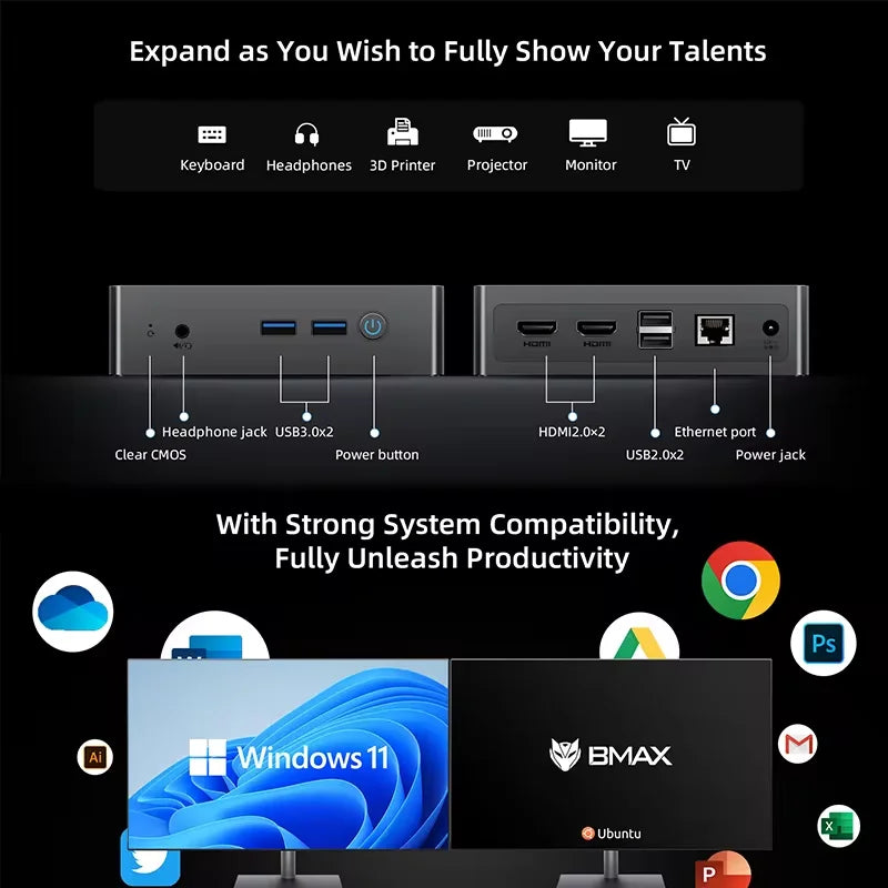 BMAX Mini PC B3 Pro Windows 11 Pro