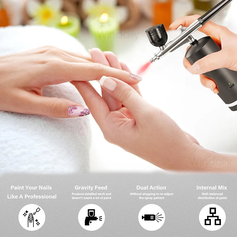 Aérographe Professionnel avec Compresseur Portable