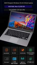 GMOLO 14 pouces Windows 10 ordinateur portable 6GB RAM 64GB