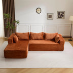 Canapé 3 places en velours côtelé en forme de L avec oreillers, aucun assemblage requis, canapé compressé, canapé d'angle moderne pour salon, chambre à coucher